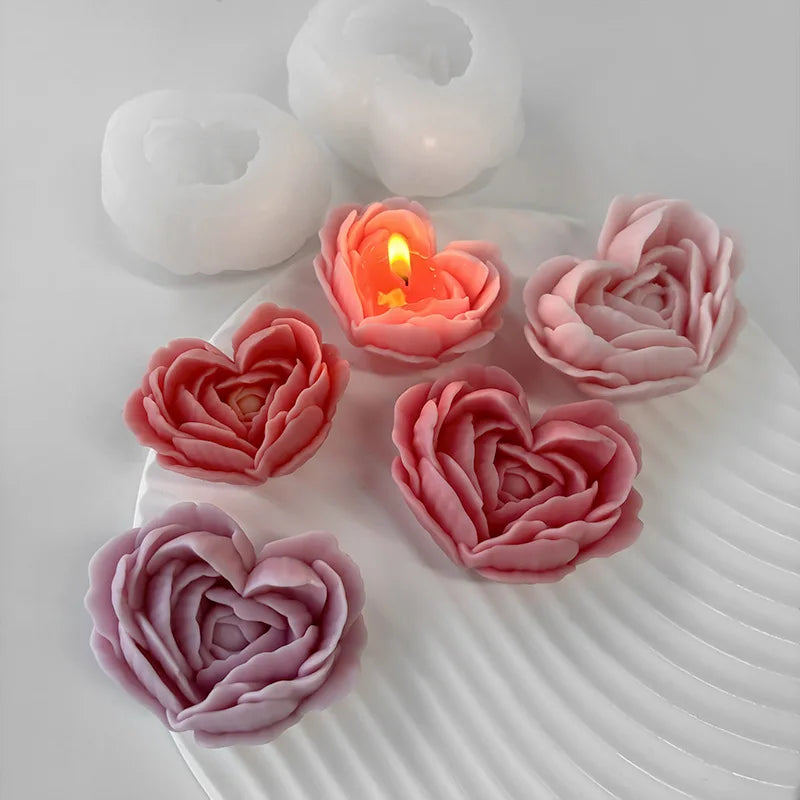 silicone love flower mold for candles and soap DIY