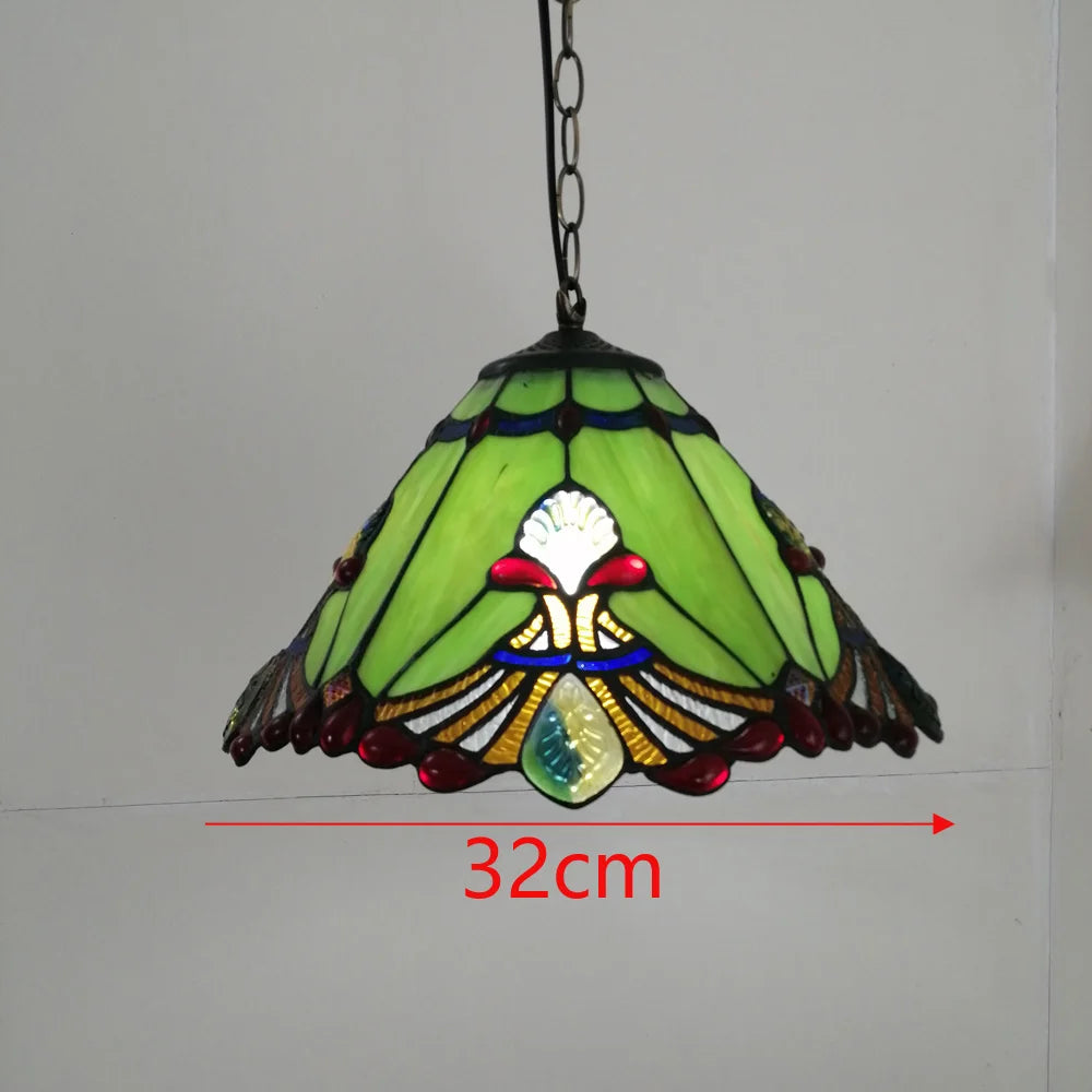 Tiffany stained glass chandelier Mediterranean style for elegant interiors - vue 21 sur 22