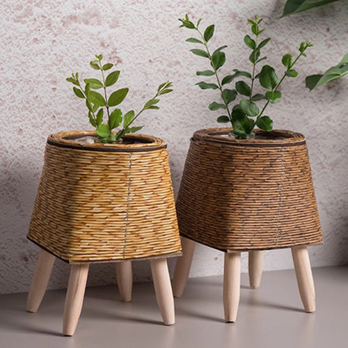Nordic rattan imitation flower shelf with removable legs - vue 6 sur 12