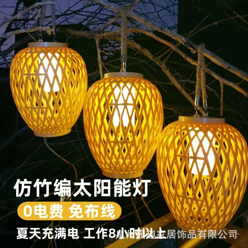 Solar rattan lantern for creative outdoor ambience