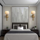 Art deco natural marble flower wall lamp with brass finish