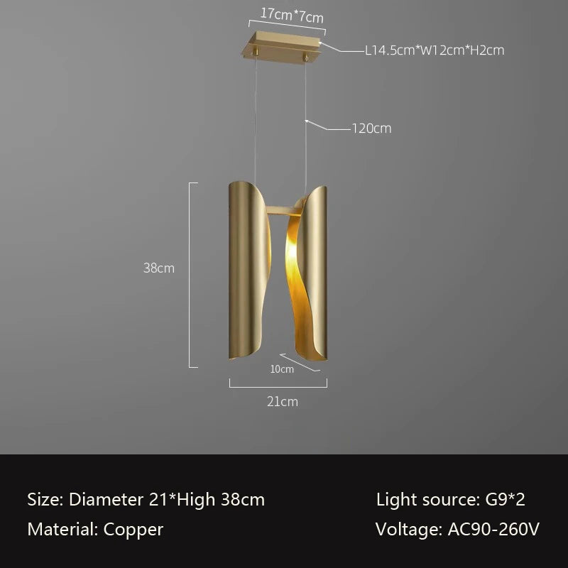 Modern copper pendant light for restaurant and home interiors - vue 10 sur 10