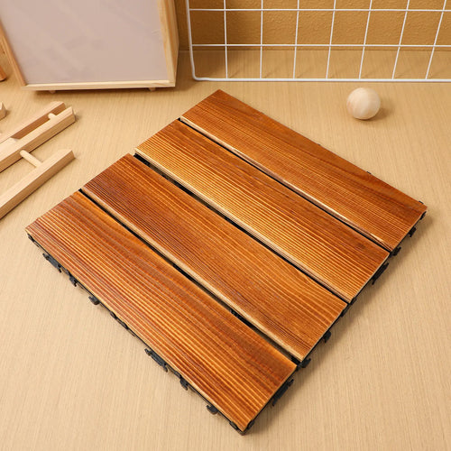Non-slip interlocking wooden deck tiles for balcony
