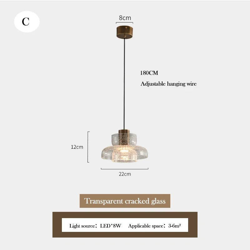 Retro crackled glass chandelier for modern interiors - vue 11 sur 11