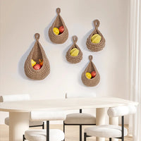 teardrop-shaped woven cotton storage basket for fruits and vegetables