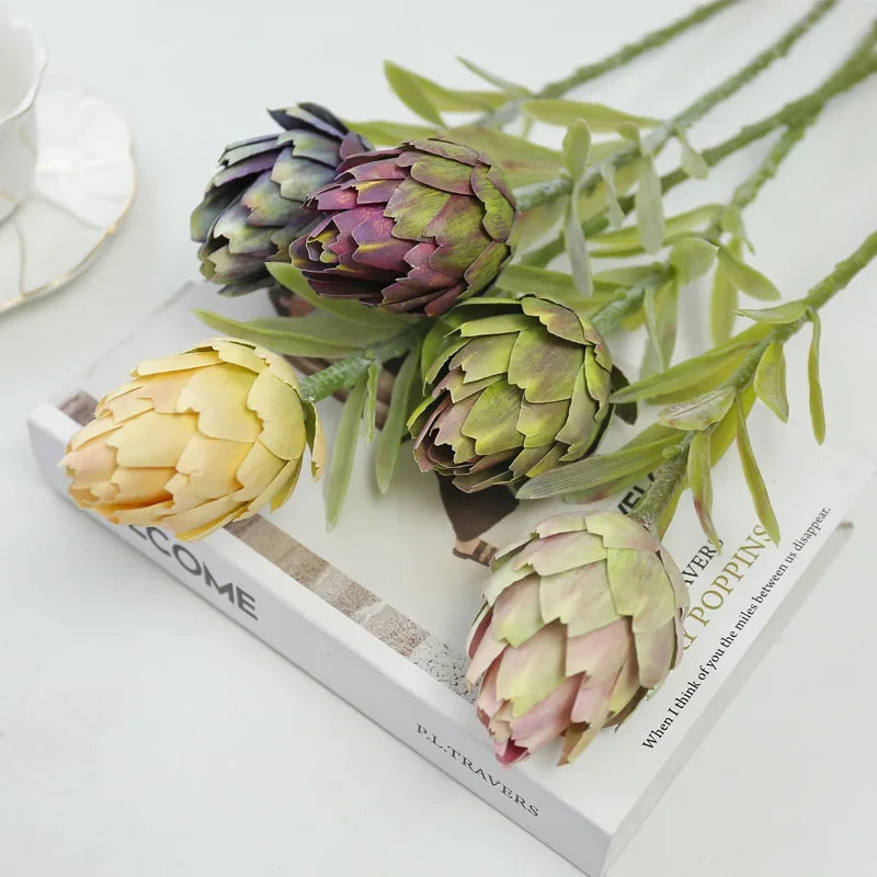 Set of 4 artificial artichokes for garden and balcony decoration