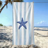 Quick-dry beach towel with starfish pattern, highly absorbent