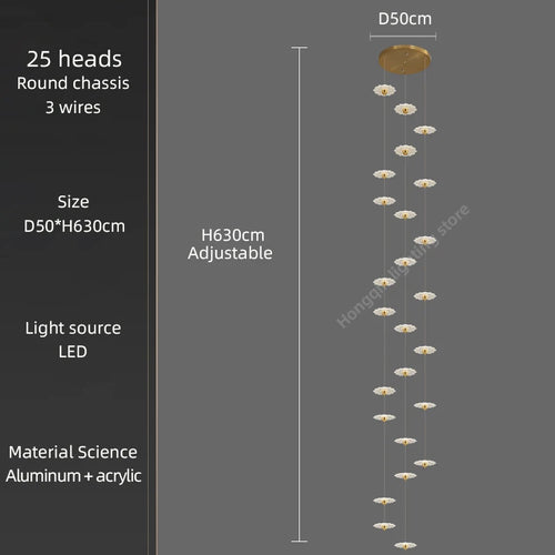 Modern LED chandelier for decorative indoor lighting - vue 15 sur 26