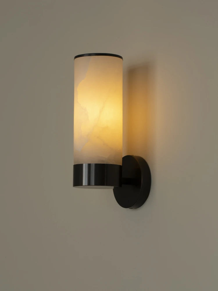 Modern minimalist LED wall light in natural marble