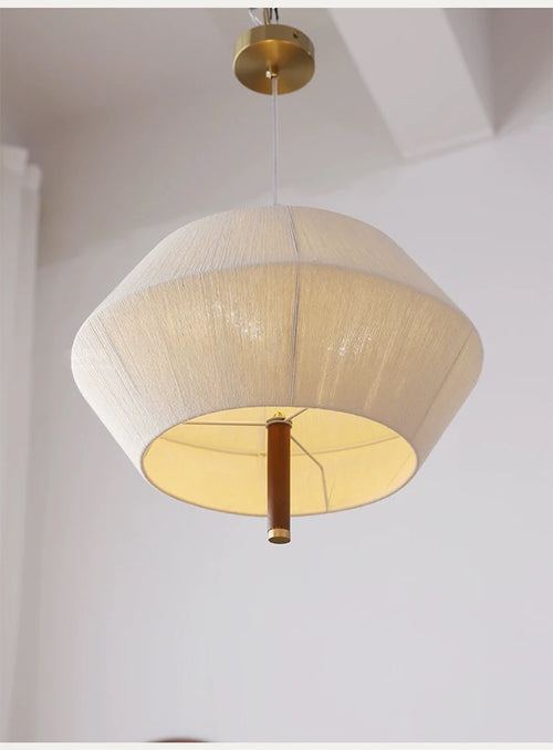 Nordic retro hemp rope and rattan LED pendant light - vue 4 sur 9