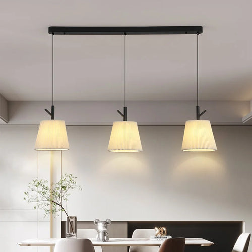 Pleated fabric chandelier for modern interior decor - vue 5 sur 8