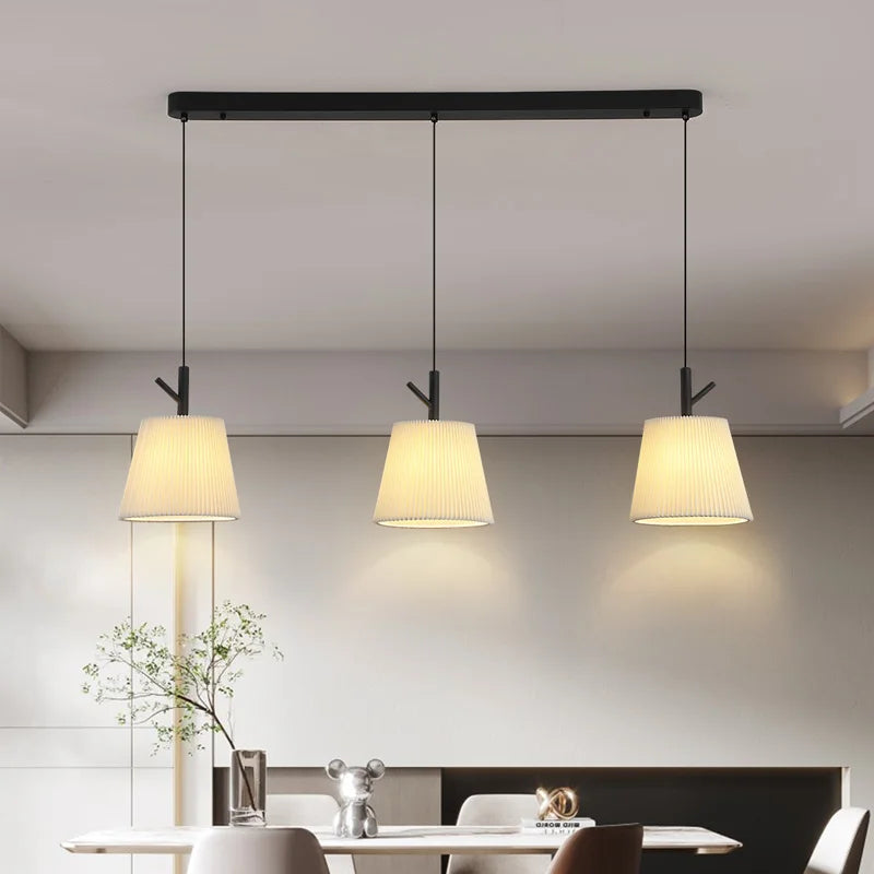 Pleated fabric chandelier for modern interior decor - vue 4 sur 8