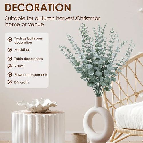 Set of 20 artificial eucalyptus stems for festive decorations - vue 5 sur 8