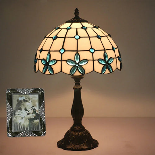 Decorative Mediterranean style stained glass bedside lamp