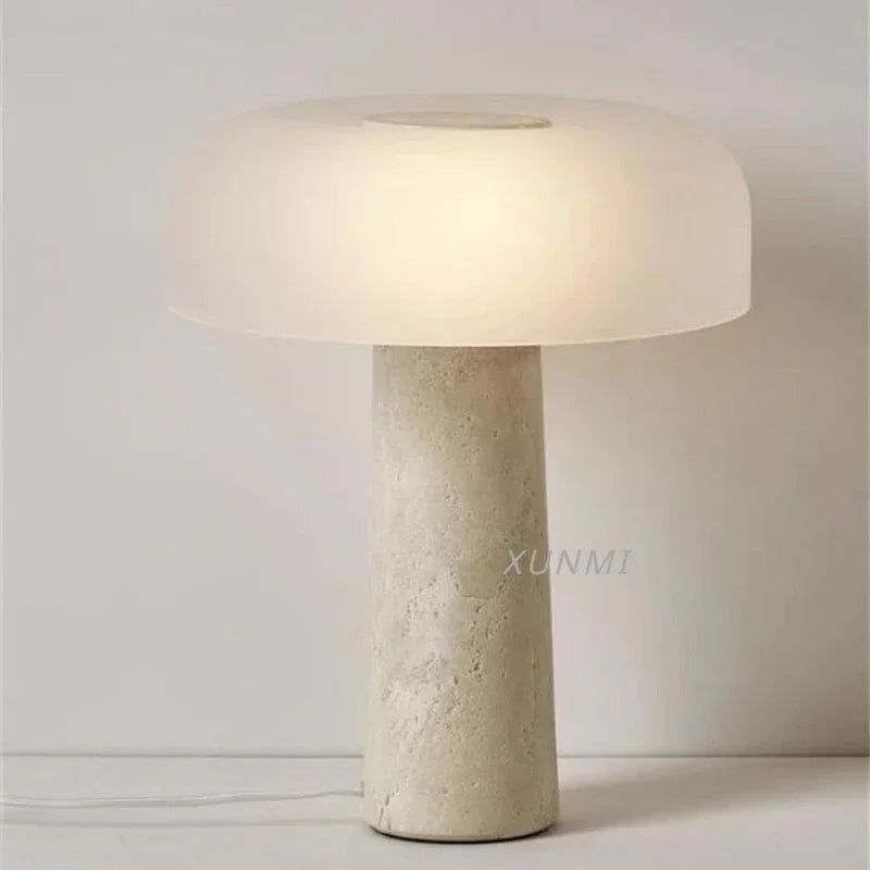 Natural travertine table lamp with creative design for interior decoration