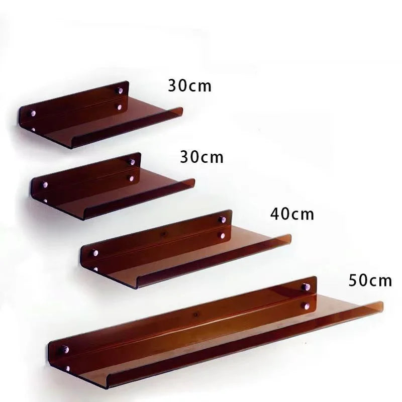 Clear acrylic floating wall shelf for organized storage