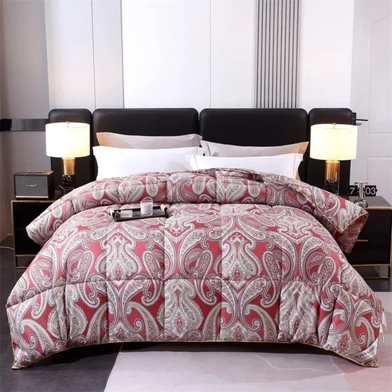 New 95 printed hotel down quilt thickened warm white goose down winter quilt , easy temperature locking - vue 6 sur 6