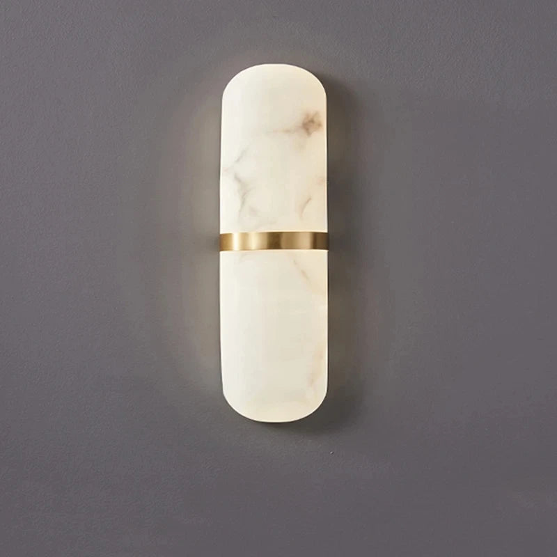 Semi-cylinder LED wall light 18W marble effect bedside lamp for living room, dining room, bathroom, hallway and doorway - wall sconce