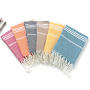 Absorbent Turkish beach towel with stripes and fringes, cotton