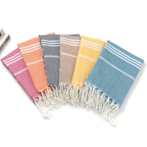 Turkish cotton striped beach towel quick drying - vue 5 sur 7