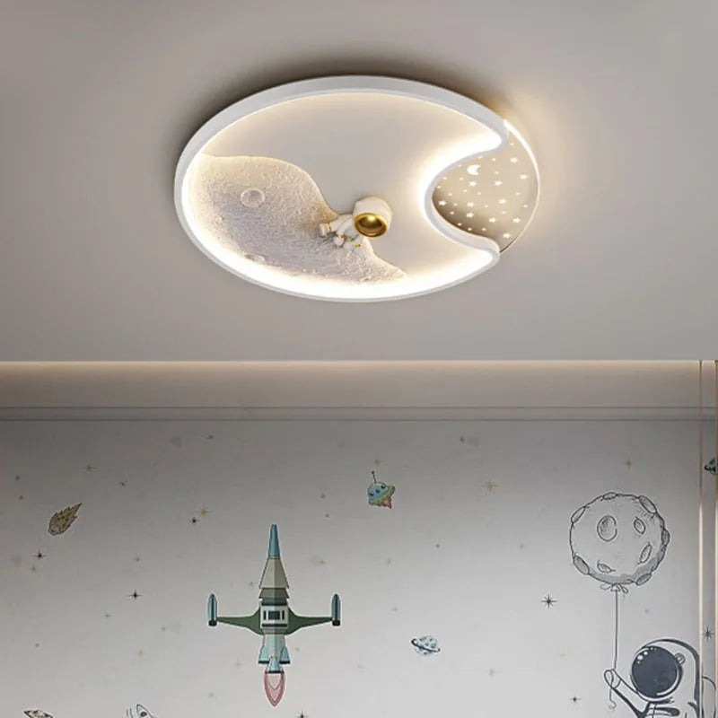 Modern astronaut LED ceiling light for children's room