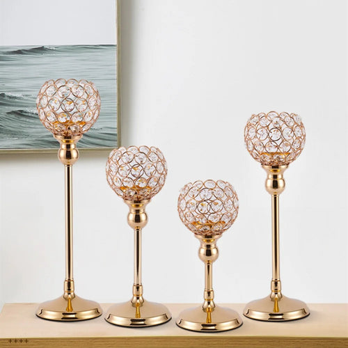 Metal candle holders with crystal detail for festive decorations - vue 7 sur 12