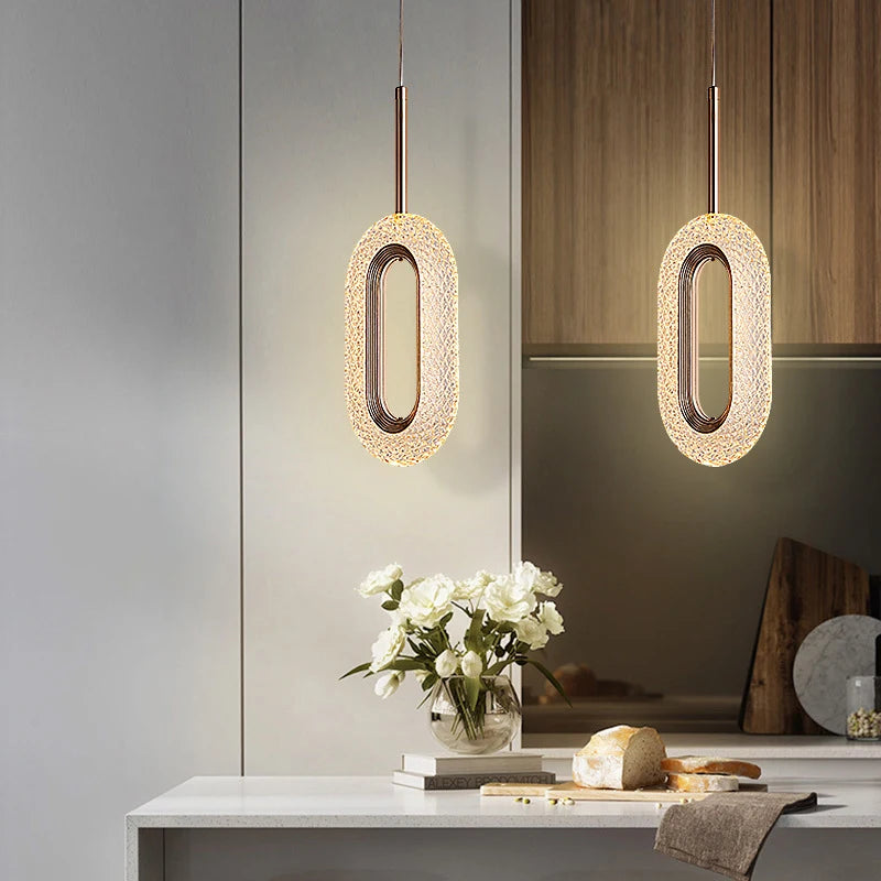 Nordic crystal LED ceiling chandelier for living room, bedroom or bedside - vue 3 sur 16