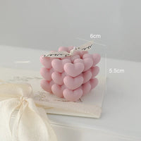 handmade decorative heart cube scented candle in soy wax