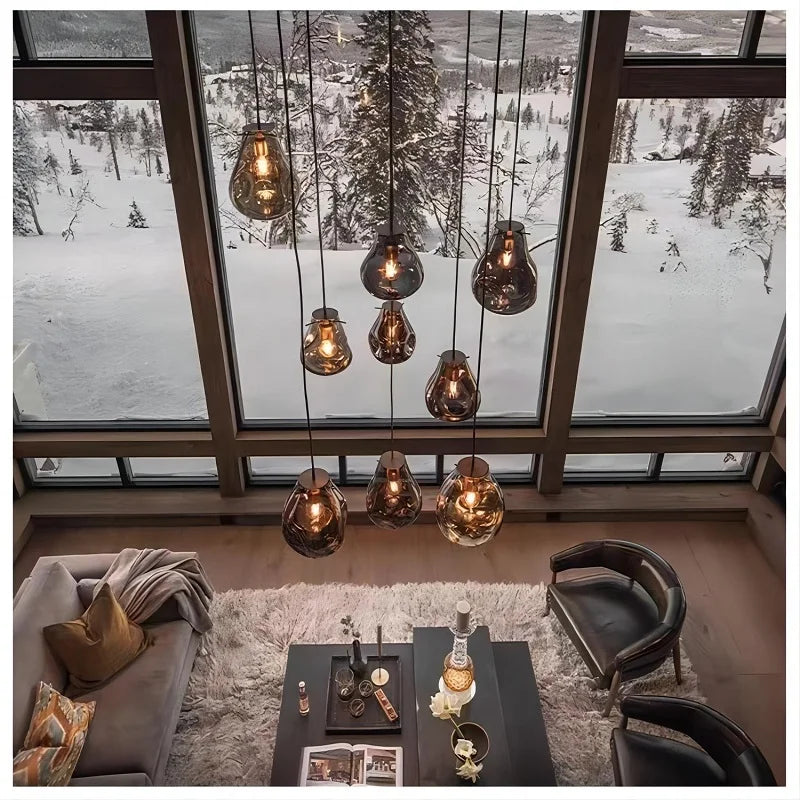 Modern creative nordic LED glass pendant light macaron style - vue 4 sur 10