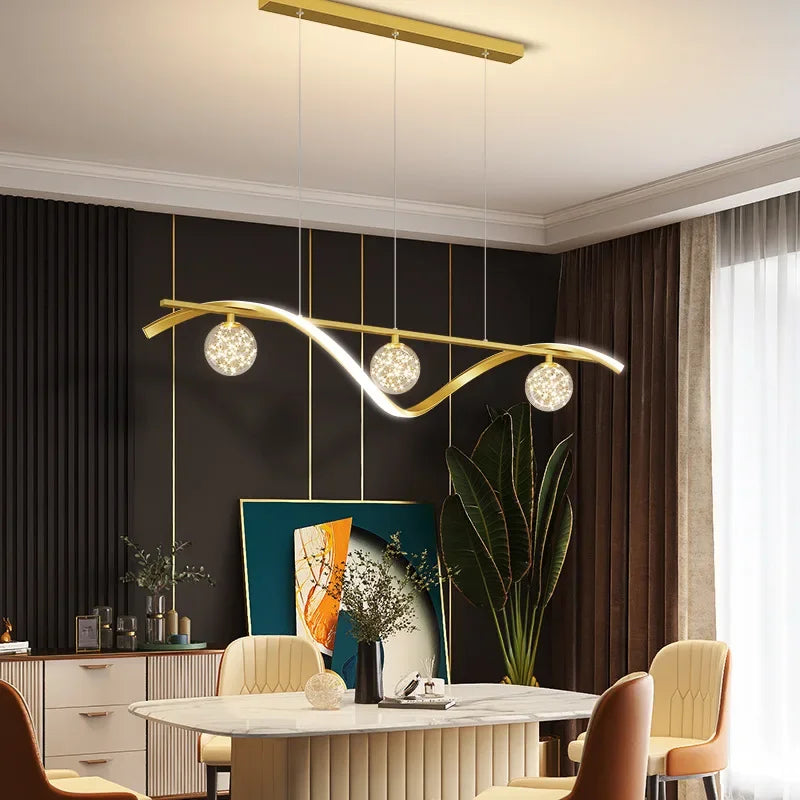 Modern minimalist LED glass chandelier for restaurant - vue 3 sur 8