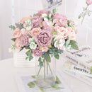 Artificial silk peony and hydrangea bouquet for wedding and home decoration
