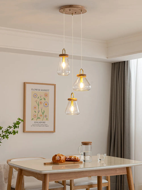 Clear glass art deco style pendant light for indoor lighting - vue 3 sur 11