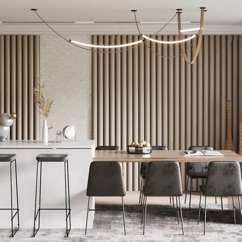LED chandelier in silicone and artificial leather for hotel - vue 3 sur 11