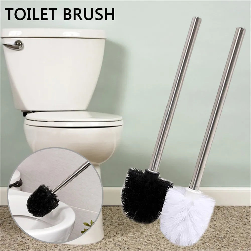 Plastic toilet brush with stainless steel handle and soft bristles - vue 4 sur 8