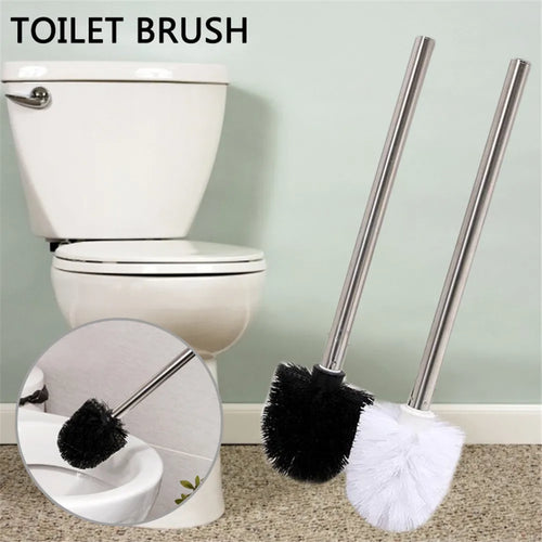 Plastic toilet brush with stainless steel handle and soft bristles - vue 4 sur 8