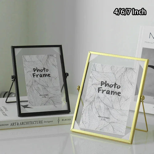Floating glass photo frame with decorative pressed flowers - vue 2 sur 8