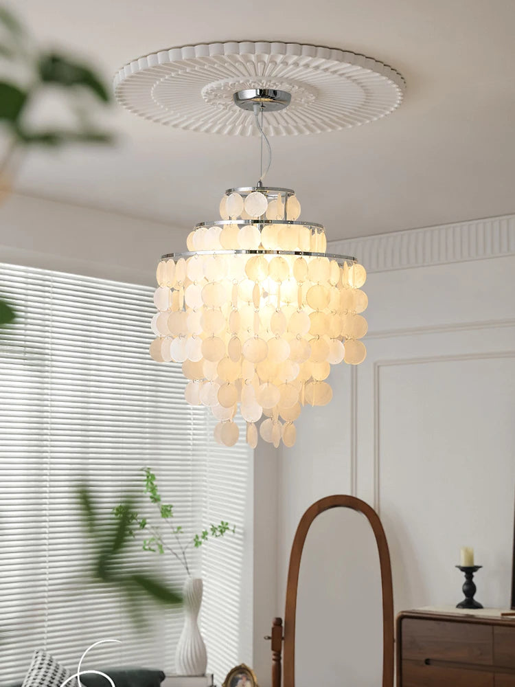 Romantic shell chandelier with wind chime nordic decorative style