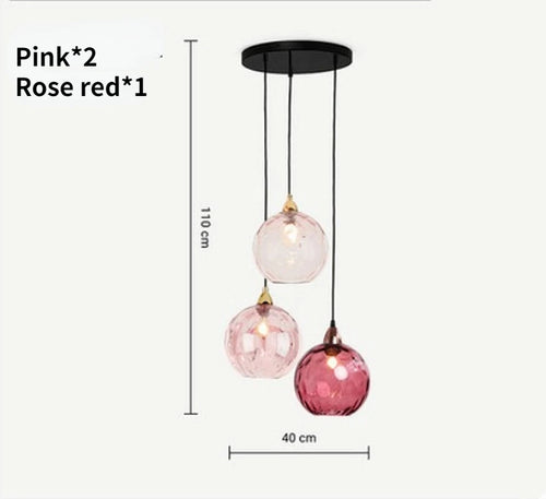 Nordic coloured glass globe pendant light water grain modern restaurant kitchen bedside lamp - vue 22 sur 29