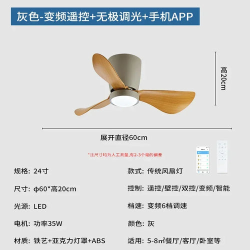 Simple nordic frequency conversion ceiling fan light - vue 20 sur 19