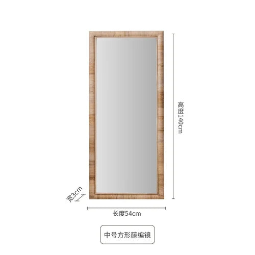 Full length mirror, floor mirror, girls' makeup, dressing, dressing, rattan net, Nordic fitting mirror, ins - vue 8 sur 12