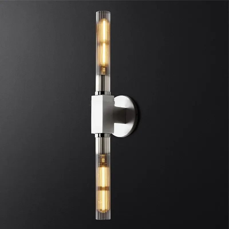 Retro double head minimalist glass wall light with stripes