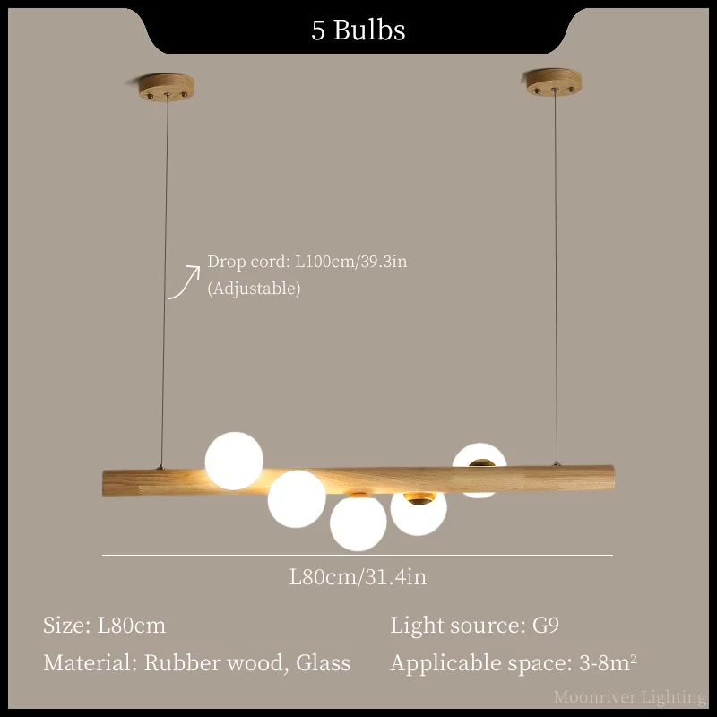 Minimalist wooden LED pendant light modern style