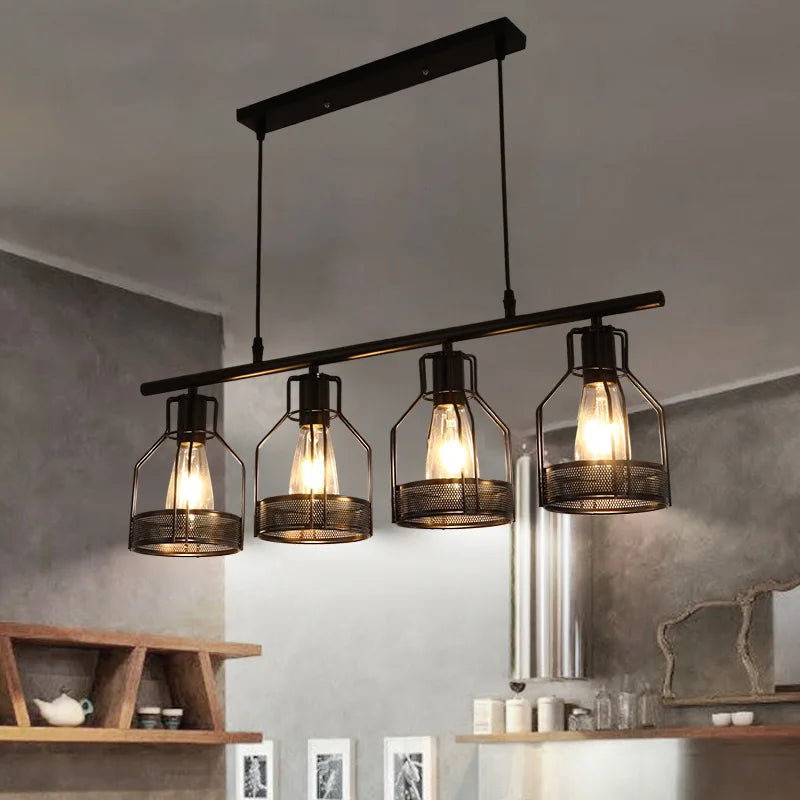 Retro loft industrial style chandelier with 3, 4 or 5 heads pendant
