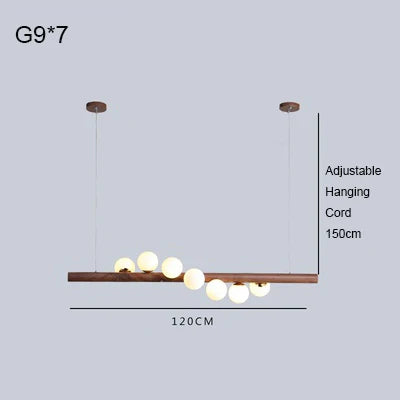 Modern walnut wood and glass chandelier for an elegant interior - vue 13 sur 13