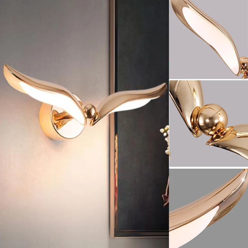 Modern seagull-shaped wall light