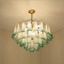 Luxury glass chandelier with suspended LED pendant