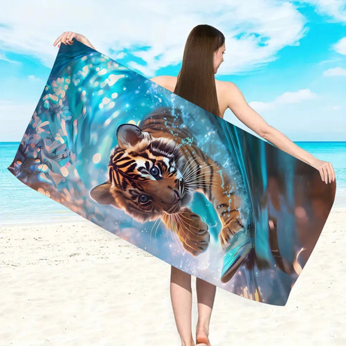 Animal print microfibre beach towel quick dry - vue 5 sur 6