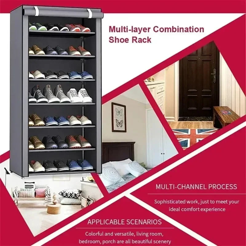 Economical and practical multi-layer dustproof shoe rack