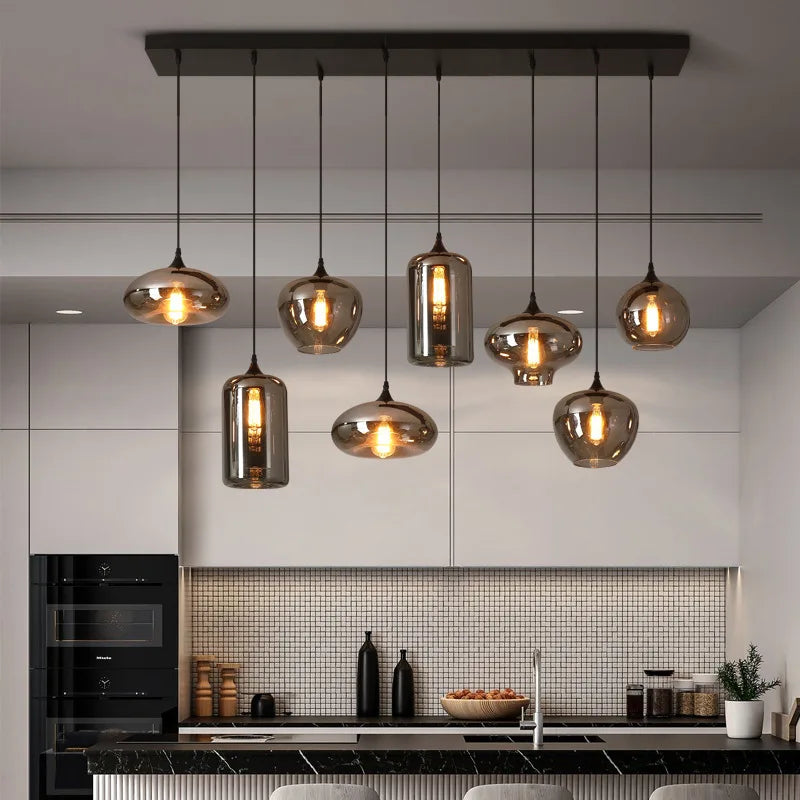 Nordic glass chandelier for modern restaurant and café lighting