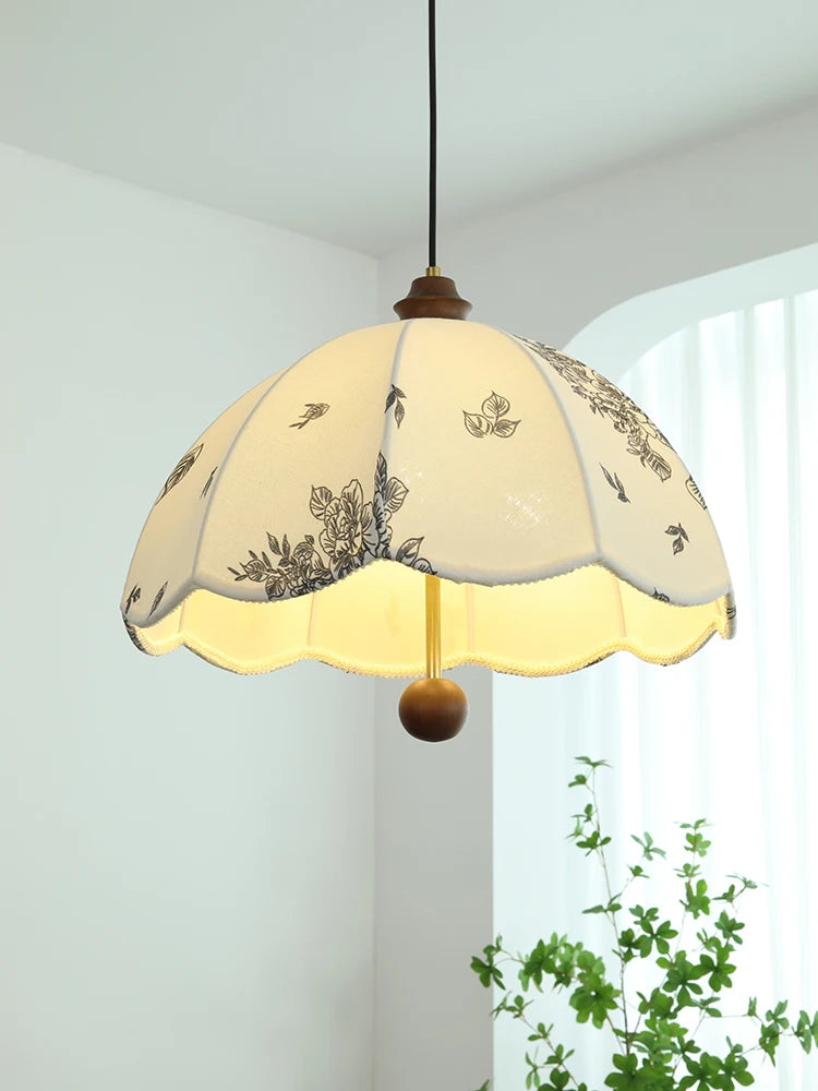 Medieval patterned fabric pendant light for restaurant and bar